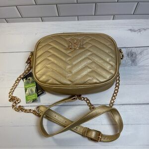 Badgley Mischka Gold Quilted Crossbody  Camera Bag /Slip Pocket on the Back
